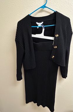 Time and Tru Ribbed Knit Skirt and Cardigan Set, Size Small