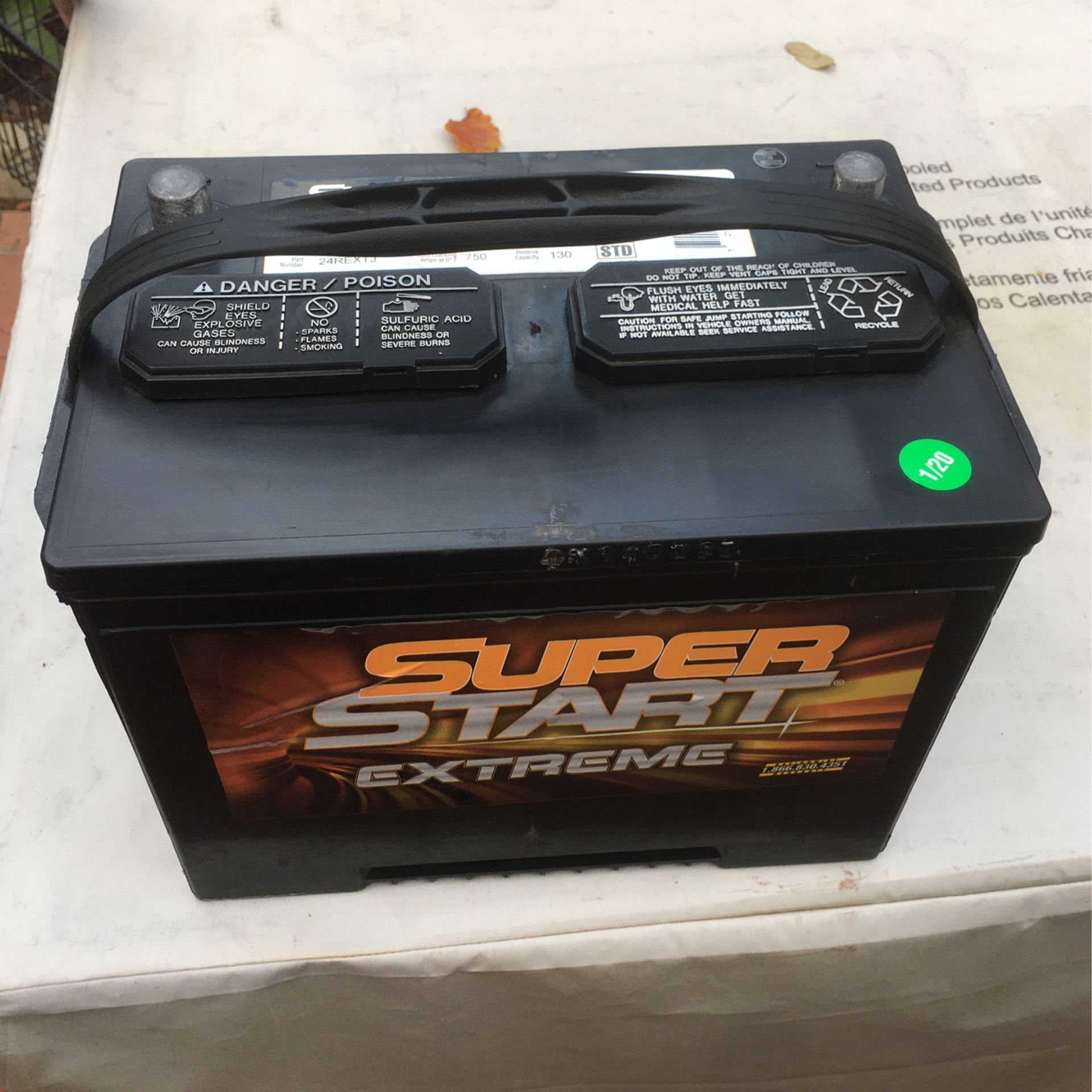 Super Start Extreme car battery #24REXTJ 750 CCA