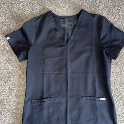 FIGS Casma Three-Pocket Scrub Top Black FW1100 Women Sz Small Very Good Conditio