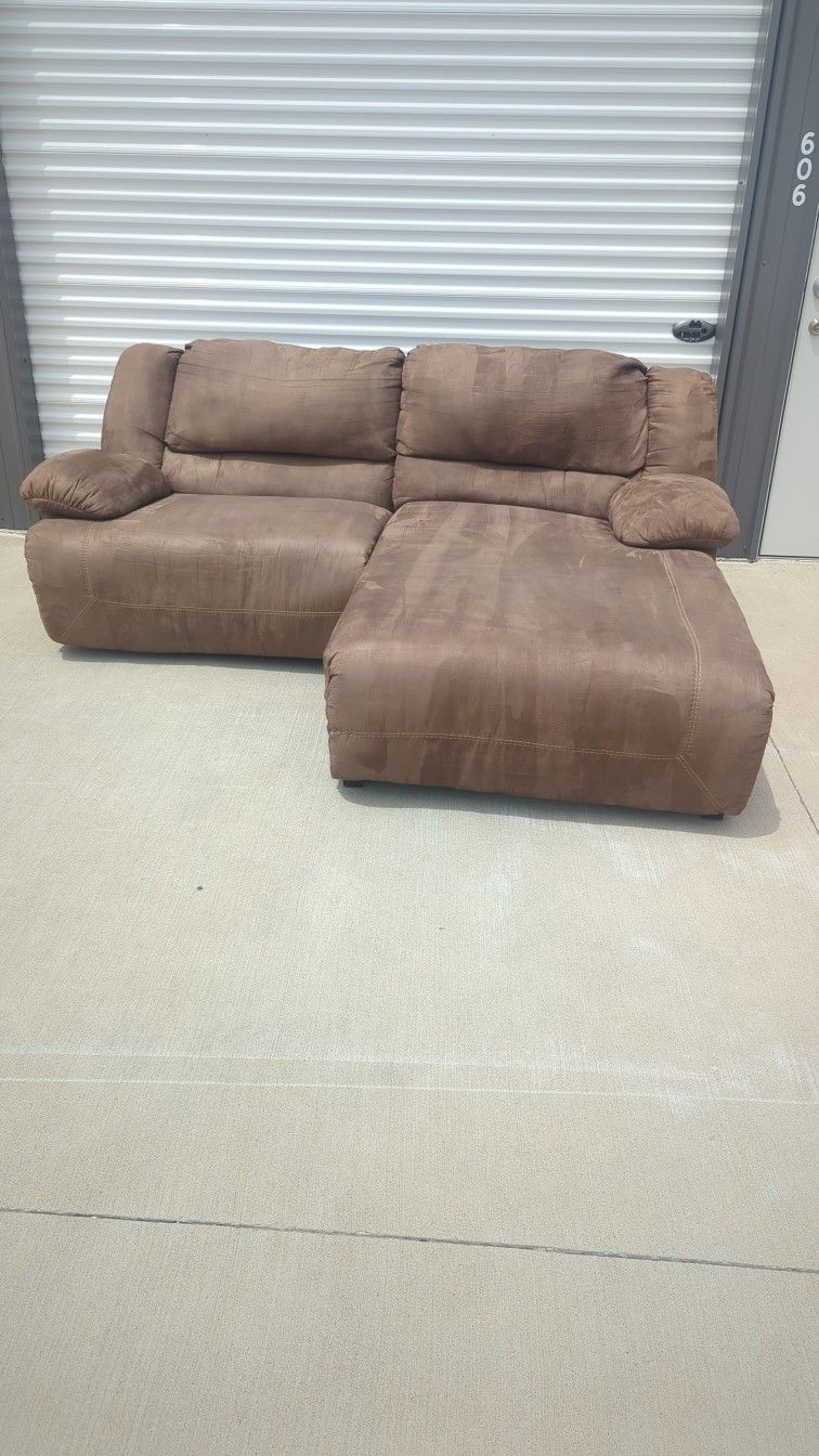 Delivery Available Signature Ashley Brown Microfiber Reclining Sofa