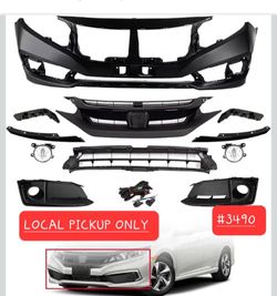 ➿️ Front Bumper Cover Complete Kit W/ Fog Light For 2019-2021 Honda Civic Sedan #3490