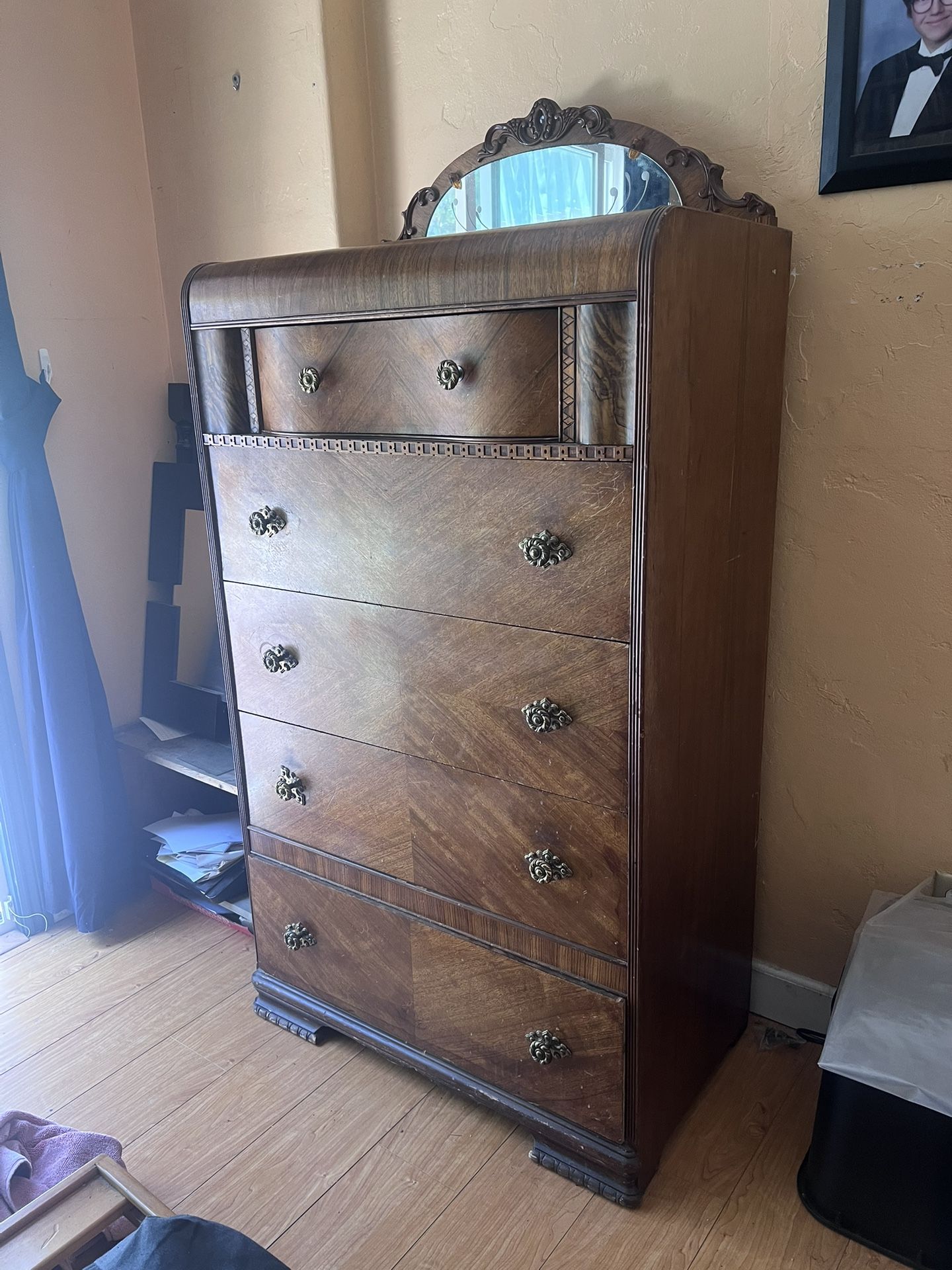 Wooden Armoire/Dresser with Mirror