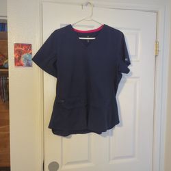 Women's Med Couture Scrubs - 2 Sets Large-Pants And Shirts Navy Blue And Olive Green