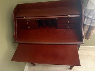 Cherry Wood Roll Top Secretary Desk
