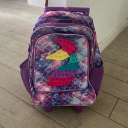 Mermaid Tail Pop it Backpack With Wheels