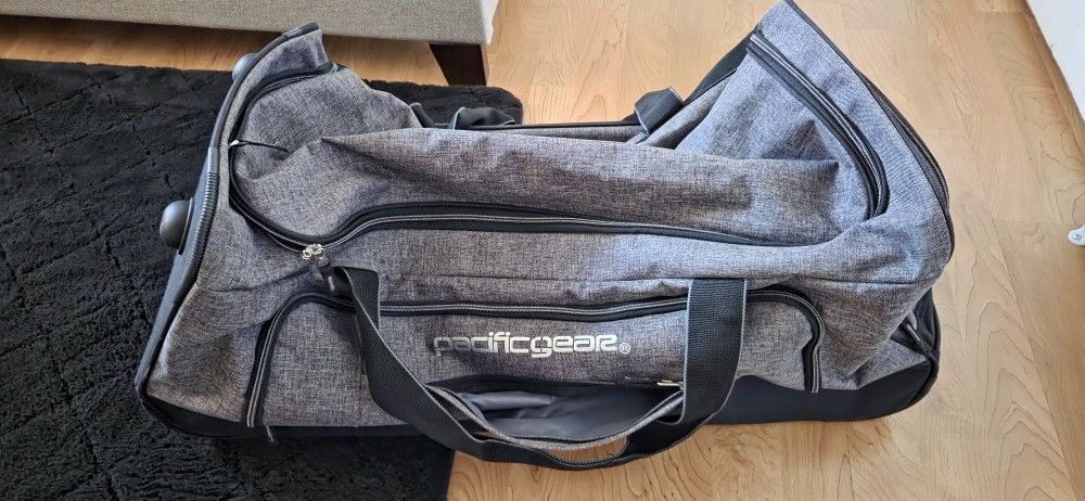 Wheeled Rolling Duffel Bag, Durable Design, Telescoping Handle, 30-Inch Grey