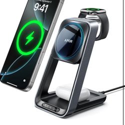 Brand: Apor 3 in 1 Charging Station for iPhone, Magsafe Wireless Charger with Cooling Fan for iPhone 16 15 14 13 12 Series & Apple Watch Charger 10/Ul