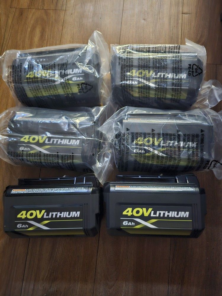 RYOBI 40V LITHIUM BATTERY AH6.0 BRAND NEW TODAS POR $280