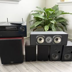 Paradigm & Polk 5.1 Home Theater System - Onkyo TX-NR555 4K Atmos 7.2 Channel Network AV Receiver -