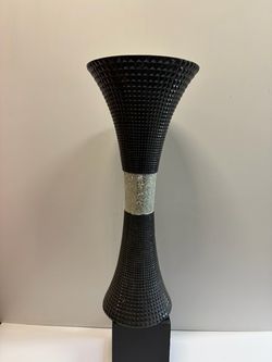 Black Decorative Vase with Glitter Band
