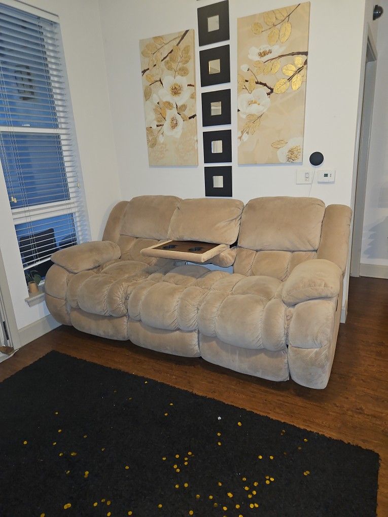 Beige Recliner Sofa (Conns Furniture)