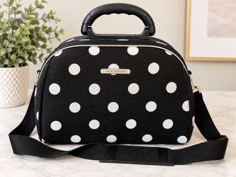 Luca Vergani Black Polka Dot Travel Cosmetic Case