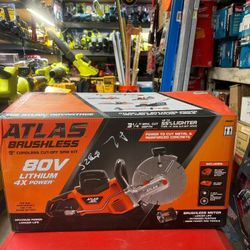 Atlas Brushless 9" Cordless Cut - Off Saw Kit 80V Lithium 4X Power 