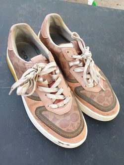 Coach Signature C Monogram Brown Pink Sneakers - Women's Casual Shoes