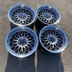 Work Wheels Vsxv Black Silver Wheels Rims 18in 9.5J +25 (5X100) 