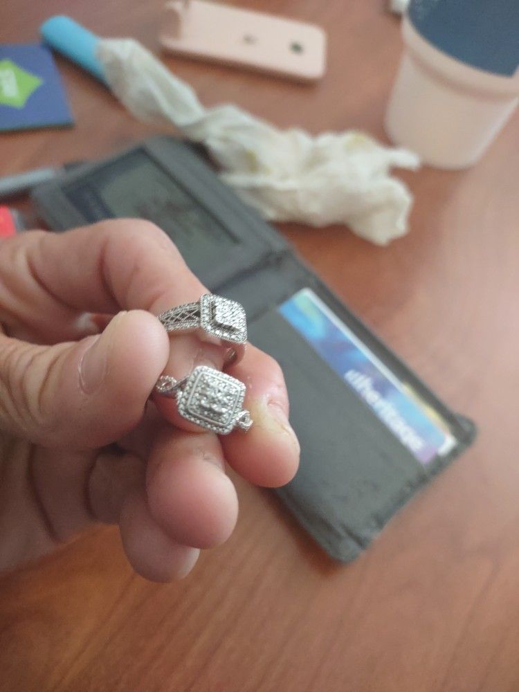 2 Silver Ring Real Diamonds