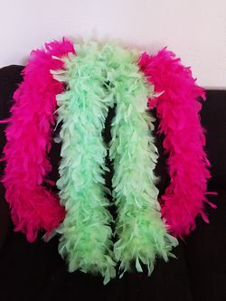 Lime and hot pink boa. Thick with feathers