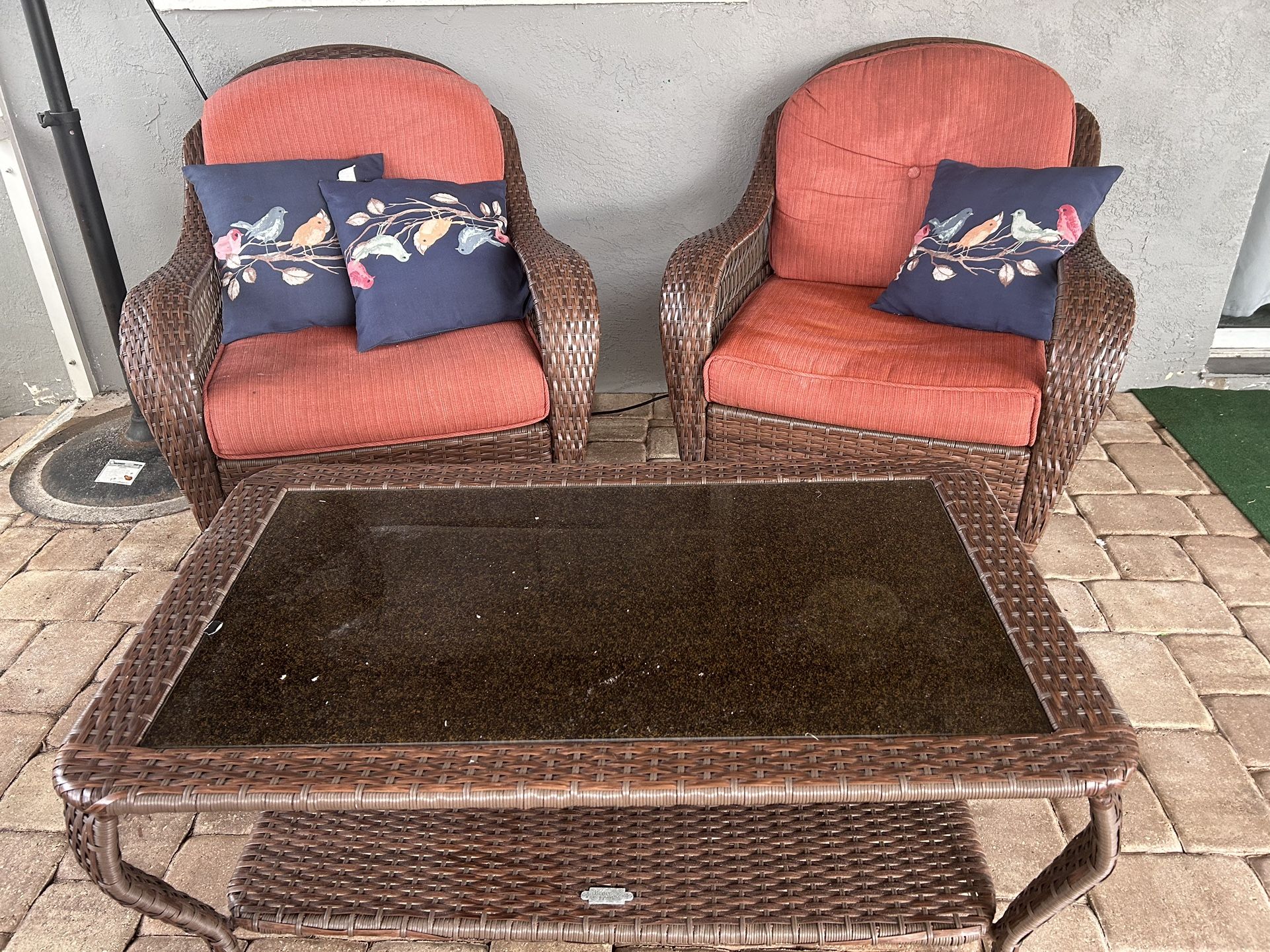 Outdoor 3 Piece Chair And Table Set
