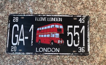I Love London Decorative Metal License Plate