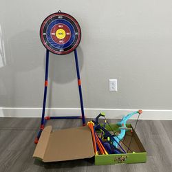 2 Pack Kids Bow and Arrow Set with LED Flash Lights, 14 Suction Cup Arrows and Fluorescence Standing Target-Perfect Indoor and Outdoor Game Archery Se