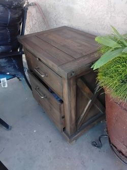 Wooden Nightstand with hideaway desk