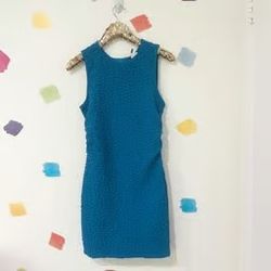 XS by Anthropologie Blue Textured Mini Shift Dress NWT