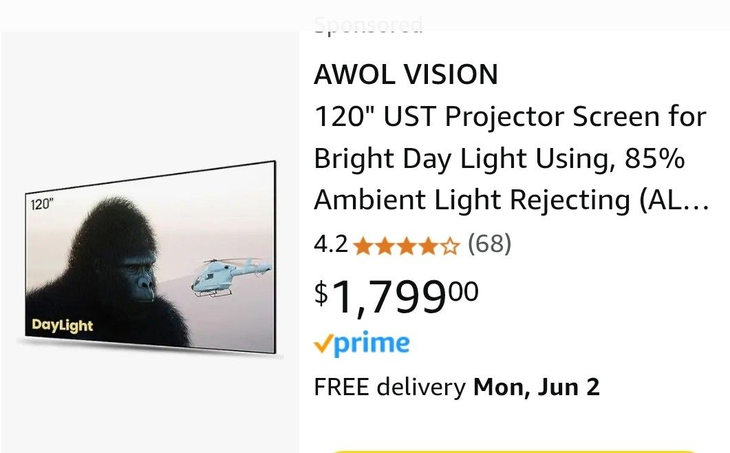 AWOL Laser TV 8 Months Old Laser N Screen Thos Are The Prices On Amazon
