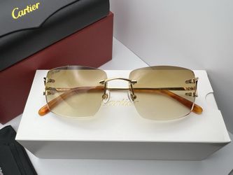 Cartier Big C 24K Gold/Brown Wire Buffs Buffalo Horn Glasses