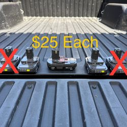 RYOBI ONE+ 18V Lithium-Ion 2.0 Ah Battery **$25 Each, 2 Available**