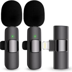 Professional Wireless Lavalier Lapel Microphone for iPhone, iPad, Cordless Omnidirectional Condenser Recording Mic for Video Recording, Live Streaming