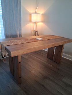 63-Inch Solid Wood Dining Table, Farmhouse Kitchen Table for 6 People