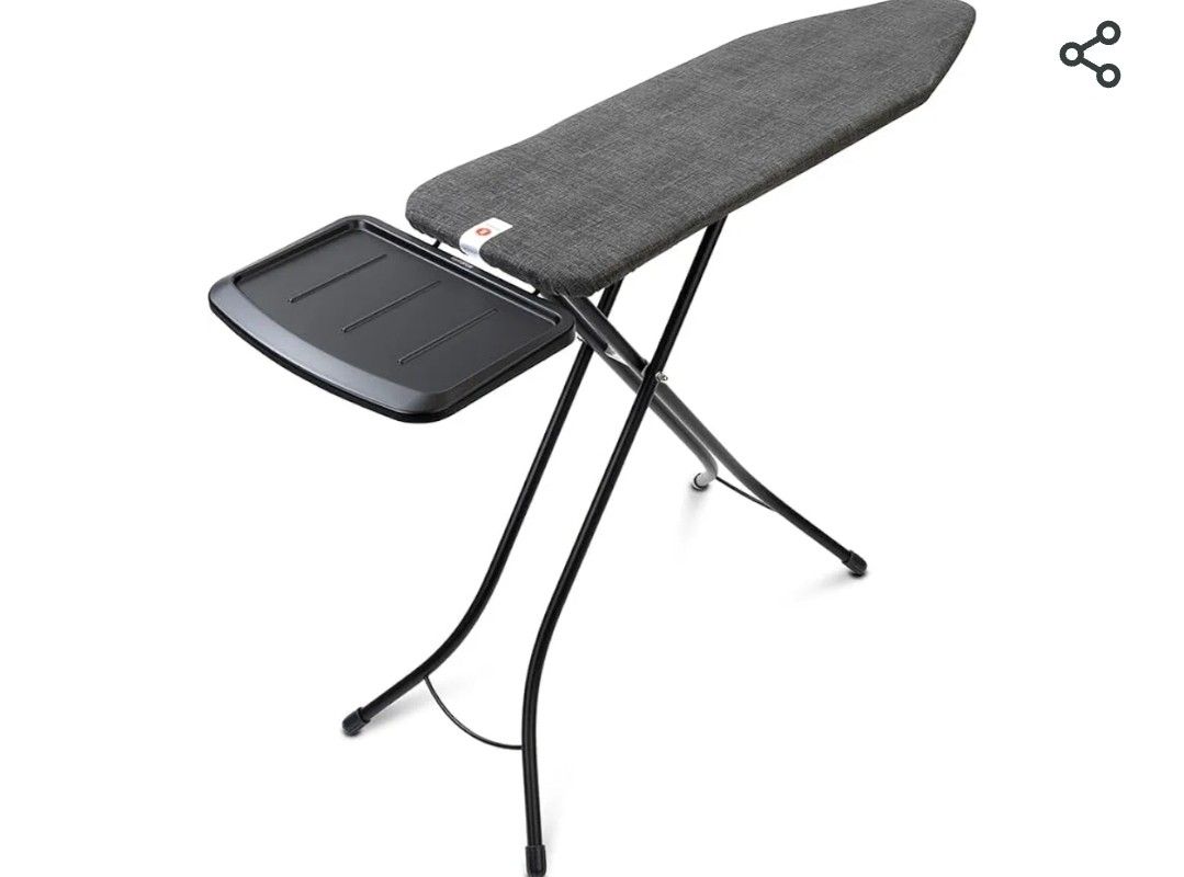 Brabantia Ironing Board (49x15 in, Size B) - Denim Black, Stainless Steel, Cotton, 7 Height Options, Extra Large Steam Unit Holder, Non-Slip Feet, An