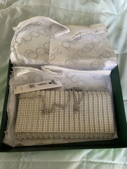 Bloomingdale’s Aqua beaded Clutch