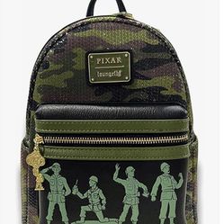 Loungefly Disney Toy Story Army Men Camo Sequin Mini Backpack - NWTs