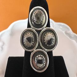 Southwestern White Buffalo Turquoise Sterling Silver 925 Ring Size 7