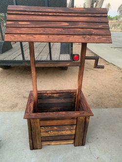 🍄 Outdoor Wishing Well Wood Planter 🍄  Macetero de madera 🪴
