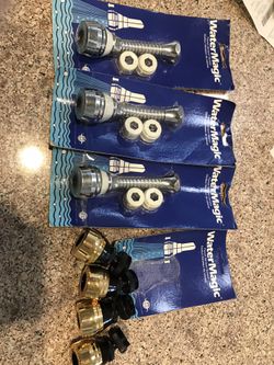 Faucet sprayer/aerators, three with flexible neck and four with swivel joint.