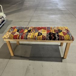 Handmade Bench With Vintage Moroccan Rug