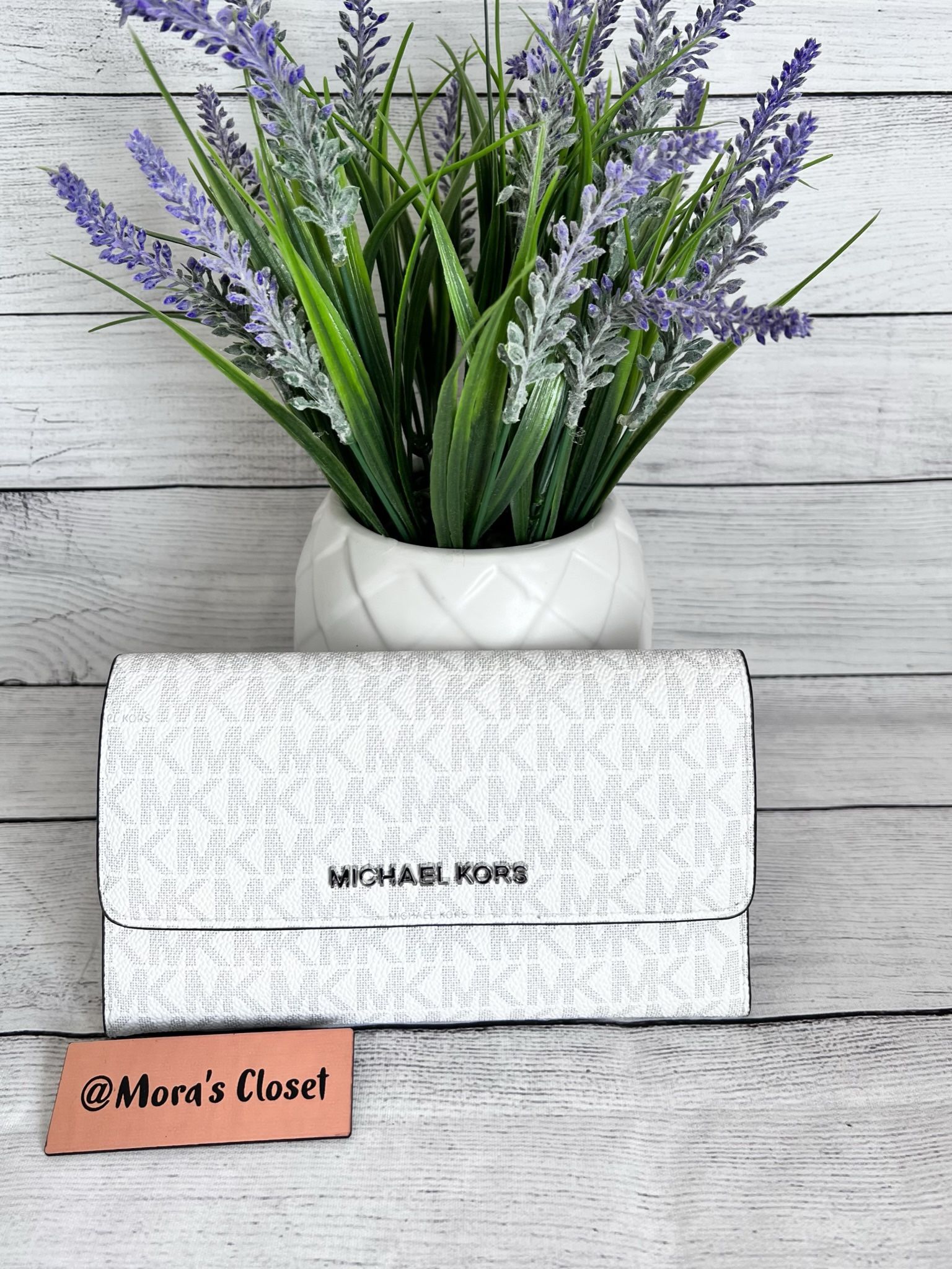 Michael Kors Trifold White Monogram Wallet