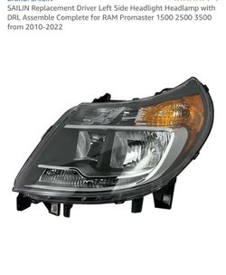 SAILIN Replacement Driver Left Side Headlight Headlamp with DRL Assemble Complete for RAM Promaster 1(contact info removed) 3500 from 2010-2022