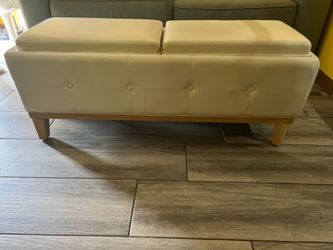 White leather bench/table