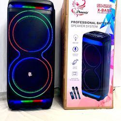 Large Party Box Portable Speaker with LED Flame Lights , Wireless MIC Bocina Inalámbrica Bluetooth