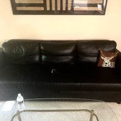 Black Leather Sleeper Couch (NEED TO SELL TODAY)