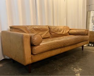 Poly and Bark Napa Leather Sofa in Cognac - excellent condition 88.5”