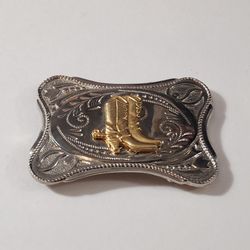 Cowboy Boots Country Western
Cowgirl Texas Farmer Rodeo Horse
Rider Spur Southwest Art Artwork
Womens Mens Metal 1980s Vintage Belt
Buckle