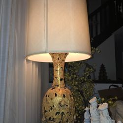 Pair Of Vintage Asian Brass & Wood Lamps