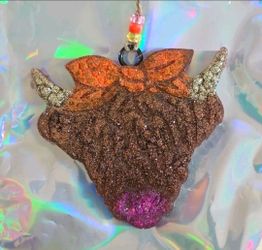 Highland Cow Bull Glitter Car Air Freshener Novelty Hanging cowboy scent
