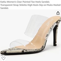 Women’s Pointed Toe Clear strap slip on Mules
