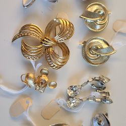 Vintage Jewelry Collection Brouches And Earrings