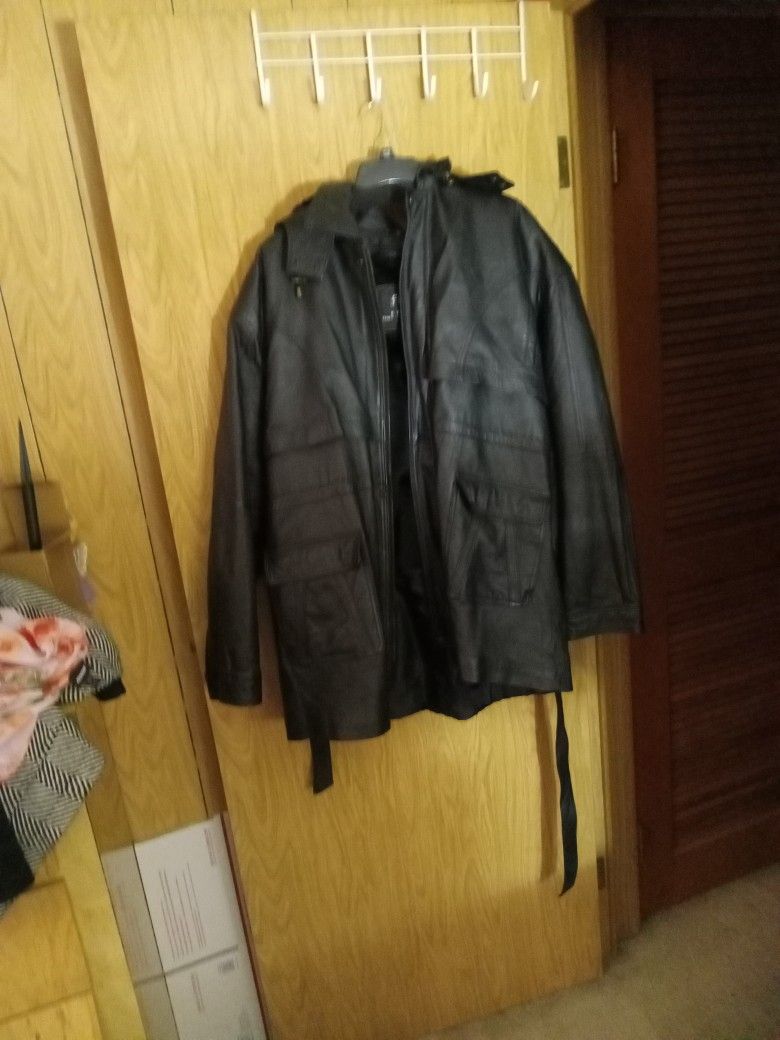 VTG Fusion Leather Jacket Hoodie XXXL